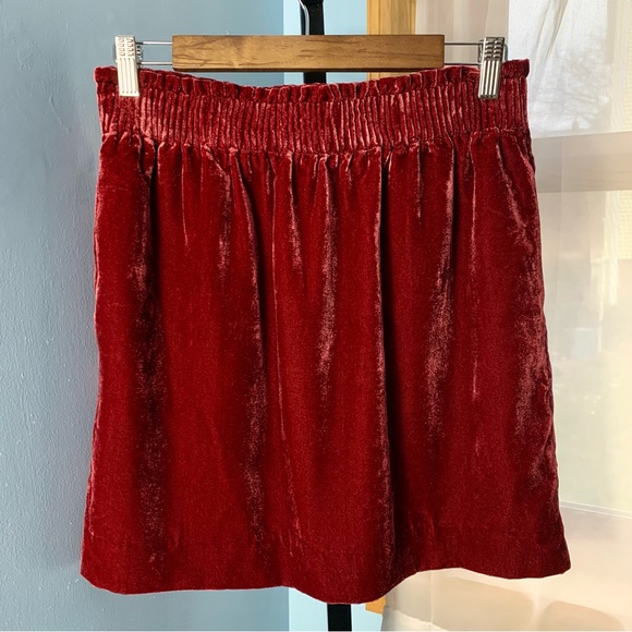 J. Crew Burgundy Velvet Sidewalk Skirt - Picture 5 of 7